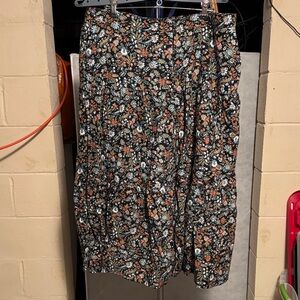 Old Navy Black and Orange Floral A-Line Skirt